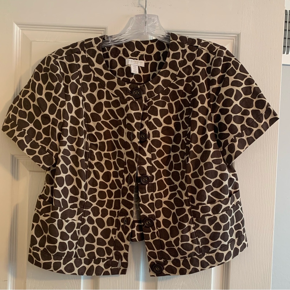 Giraffe print short sleeve jacket